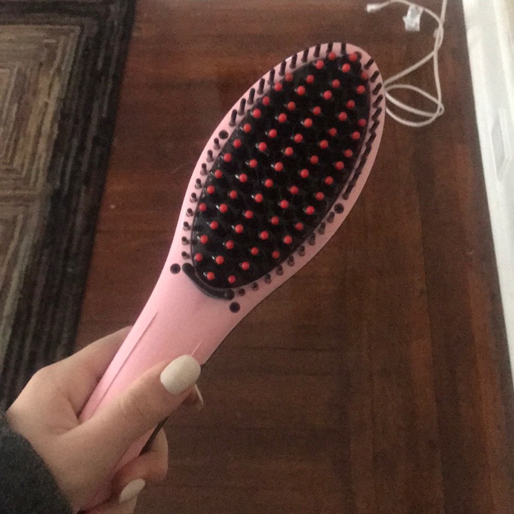 Hair brush straightener